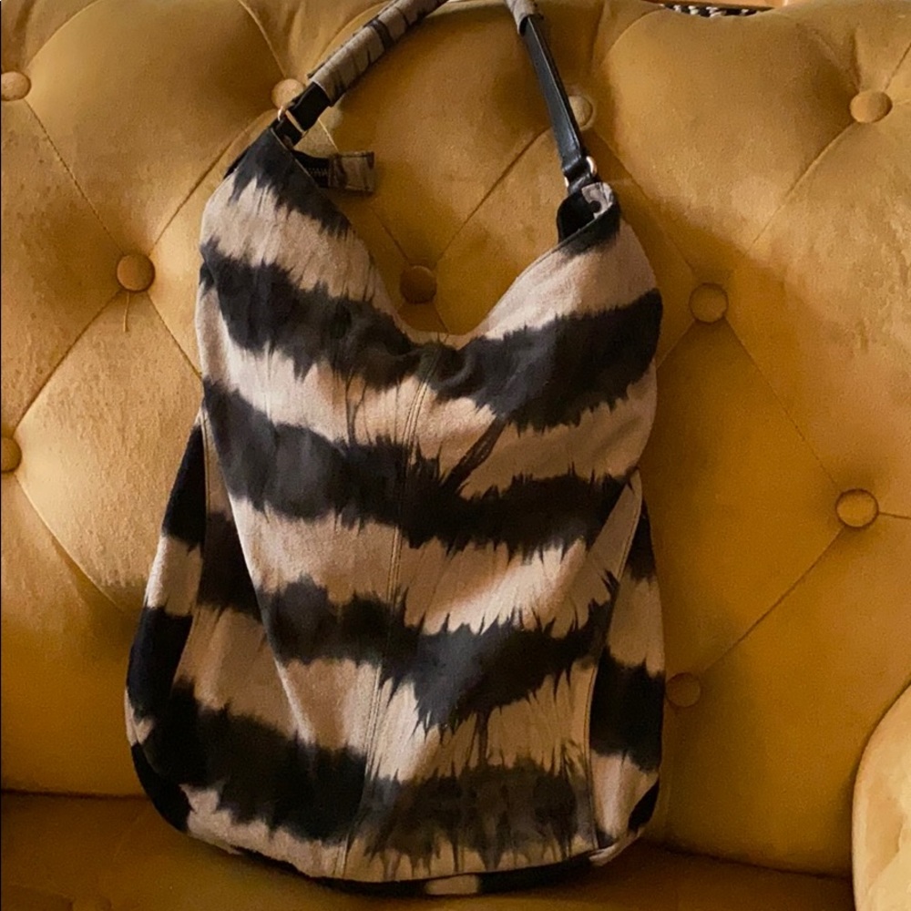 True Religion vintage tie-dye suede hobo bag